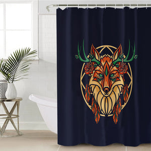 Floral Brown Deer Geometric Illustration SWYL3936 Shower Curtain