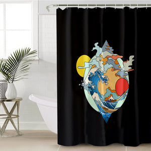 Ocean Waves Japan Art SWYL3937 Shower Curtain