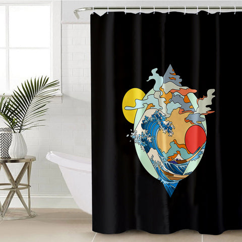 Image of Ocean Waves Japan Art SWYL3937 Shower Curtain