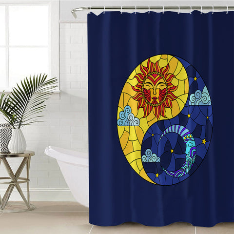 Image of Yin Yang Sun & Moon Geometric SWYL3940 Shower Curtain