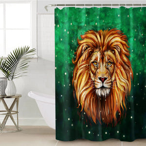 Watercolor Draw Lion Green Theme SWYL3941 Shower Curtain
