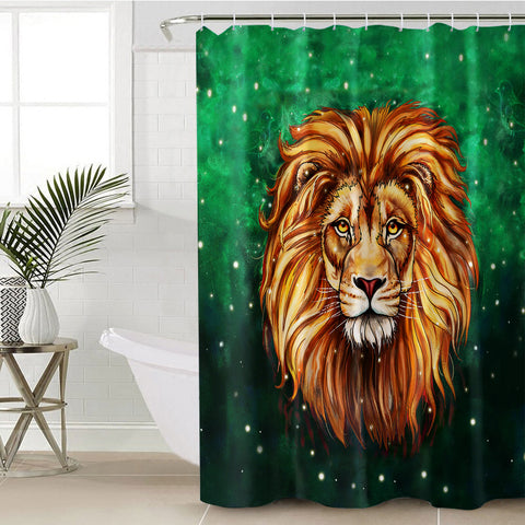 Image of Watercolor Draw Lion Green Theme SWYL3941 Shower Curtain