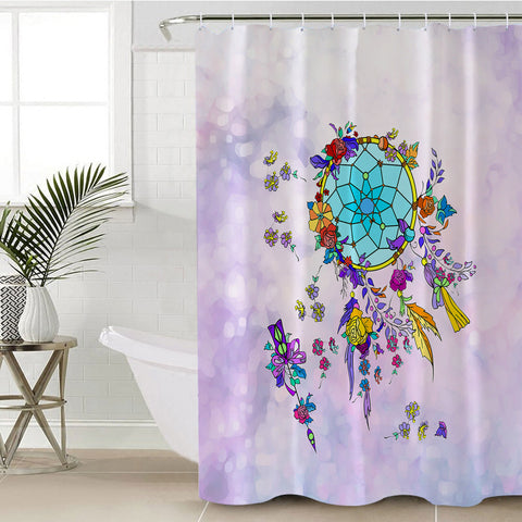 Image of Multicolor Floral Dream Catcher Purple Theme SWYL3942 Shower Curtain