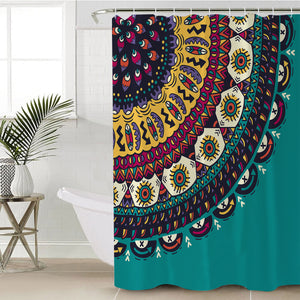 Colorful Geometric Cartoon Mandala Turquoise Theme SWYL4098 Shower Curtain