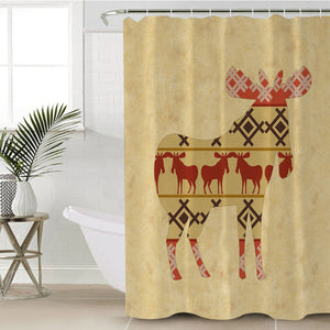 Reindeer Aztec Pattern SWYL4099 Shower Curtain