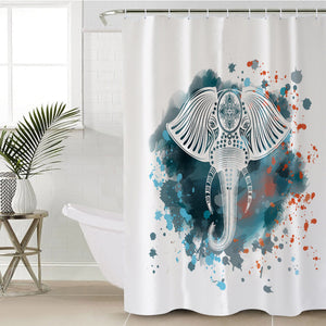 Mandala Elephant Blue Gray Watercolor Spray SWYL4100 Shower Curtain