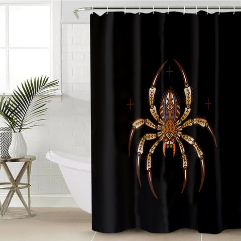 Image of Brown Mandala Spider SWYL4104 Shower Curtain