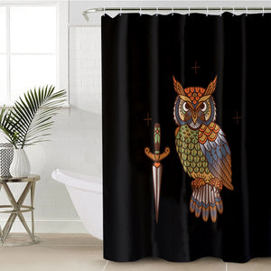 Vintage Color Owl & Knife SWYL4105 Shower Curtain