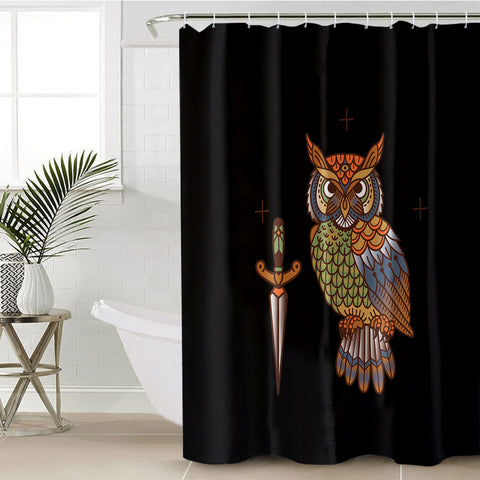 Image of Vintage Color Owl & Knife SWYL4105 Shower Curtain
