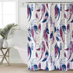 Navy & Purple Feather Monogram SWYL4108 Shower Curtain