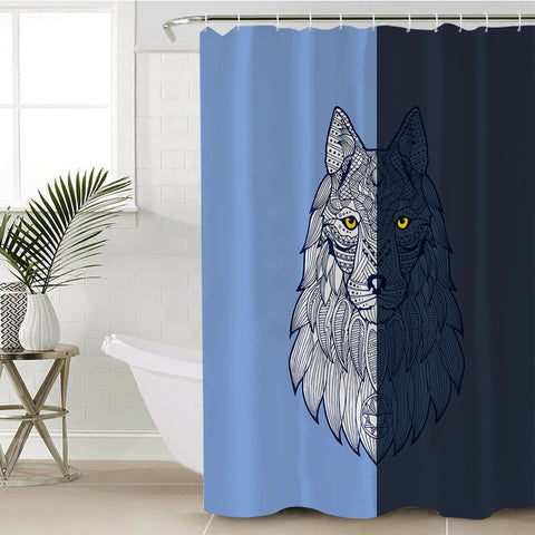 Image of 2-tone Geometric Gray Wolf SWYL4109 Shower Curtain