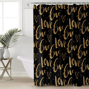 Golden Love Text SWYL4111 Shower Curtain