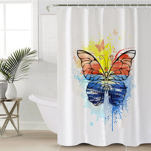 Ocean Watercolor Print Butterfly SWYL4114 Shower Curtain