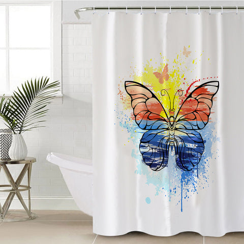 Image of Ocean Watercolor Print Butterfly SWYL4114 Shower Curtain