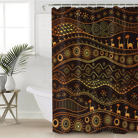 Image of Golden Acient Aztec Animal SWYL4116 Shower Curtain