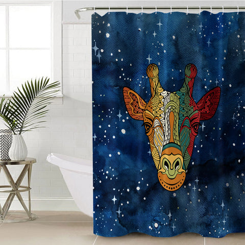 Image of Mandala Giraffe Galaxy Theme SWYL4118 Shower Curtain