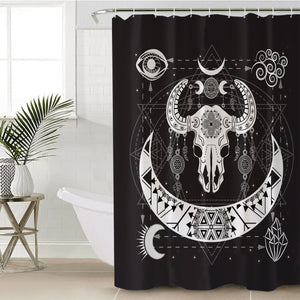 B&W Zodiac Buffalo Skull SWYL4119 Shower Curtain