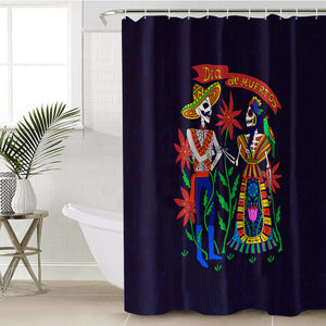 Cartoon Bohemian Skull Couple SWYL4121 Shower Curtain