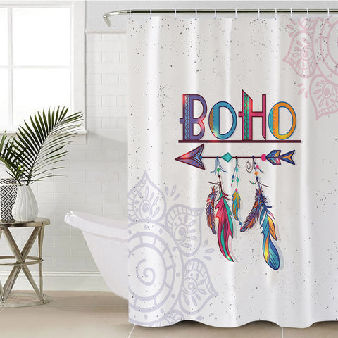 Image of Boho Feather Lotus Mandala Theme SWYL4219 Shower Curtain