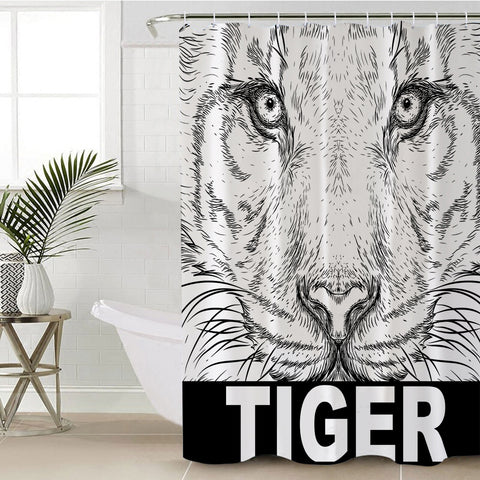 Image of B&W Detail Tiger Sketch SWYL4230 Shower Curtain