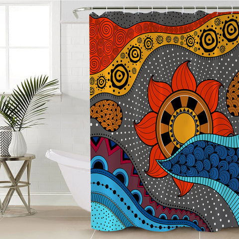Image of Colorful Modern Japanese Art Mandala SWYL4234 Shower Curtain