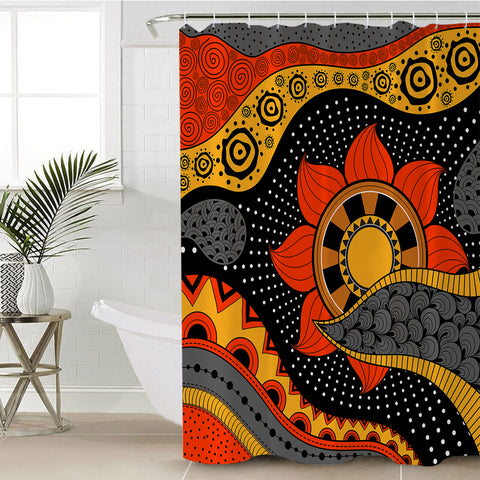 Image of Colorful Modern Japanese Art Mandala Black SWYL4235 Shower Curtain