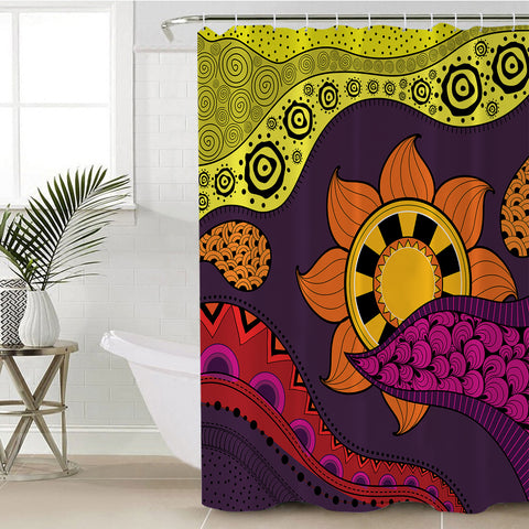 Image of Colorful Modern Japanese Art Mandala Purple SWYL4236 Shower Curtain