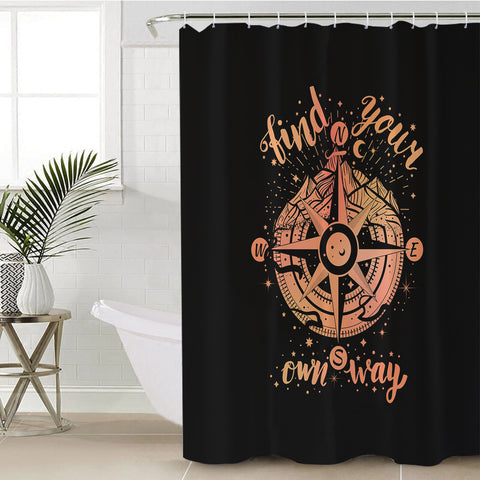 Image of Find Your Own Way - Vintage Compass Zodiac SWYL4240 Shower Curtain