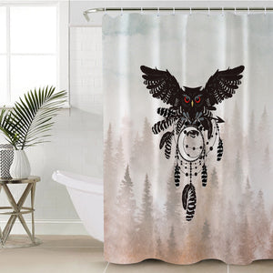 Dark Owl Dream Catcher Forest SWYL4241 Shower Curtain