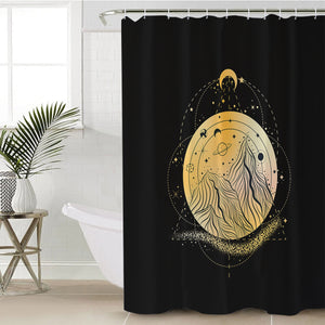 Golden Galaxy Illustration Triangle Zodiac SWYL4242 Shower Curtain