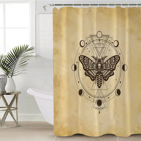 Image of Old School Skull Butterfly Zodia SWYL4245 Shower Curtain