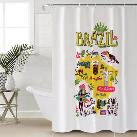 Image of Cartoon Brazil Map Sketch SWYL4283 Shower Curtain