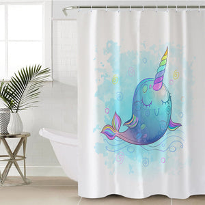 Cute Cartoon Unicorn Whale SWYL4285 Shower Curtain