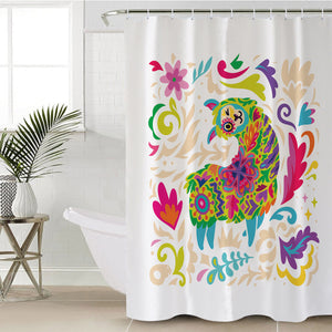 Colorful Mandala Cute Alapaca SWYL4286 Shower Curtain