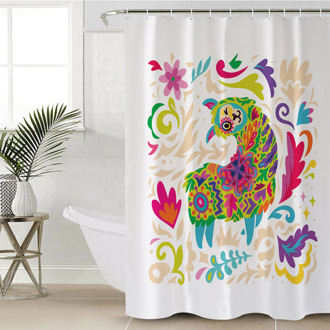 Image of Colorful Mandala Cute Alapaca SWYL4286 Shower Curtain