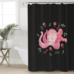 Cute Floral Pink Octopus SWYL4287 Shower Curtain