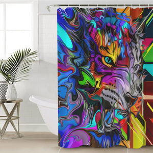 Colorful Curve Art Wolf SWYL4288 Shower Curtain