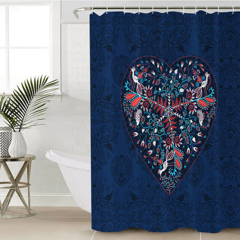 Image of Vintage Mandala Heart Pattern SWYL4290 Shower Curtain