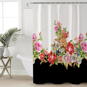 Multi Flowers B&W Theme SWYL4295 Shower Curtain