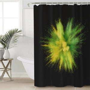 Green & Yellow Splash Black Theme SWYL4301 Shower Curtain