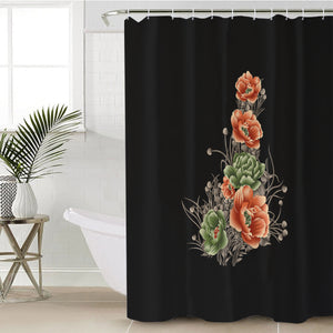 Green & Salmon Lotus SWYL4302 Shower Curtain