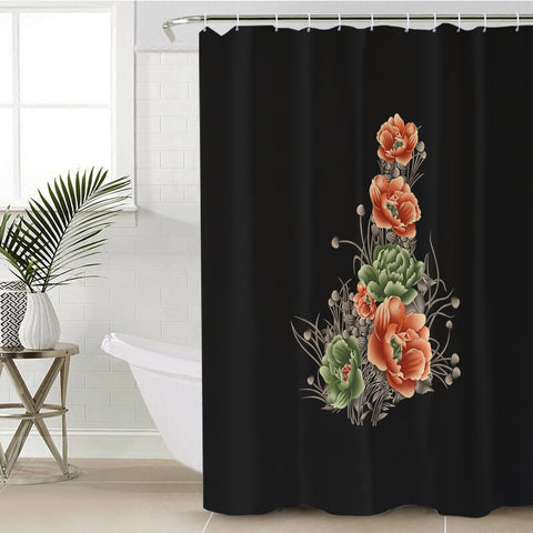 Image of Green & Salmon Lotus SWYL4302 Shower Curtain