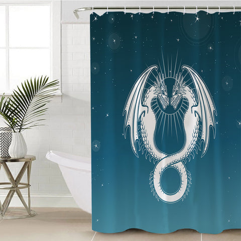 Image of Facing Europe Dragonfly Turquoise Theme SWYL4304 Shower Curtain