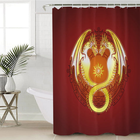 Image of Facing Yellow Europe Dragonfly Fire Theme SWYL4305 Shower Curtain