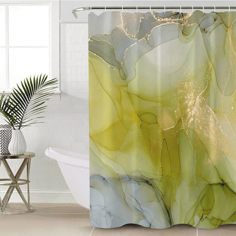 Image of Golden Splash Grey & Chartreus SWYL4311 Shower Curtain