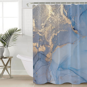 Golden Splash Navy Wave SWYL4312 Shower Curtain