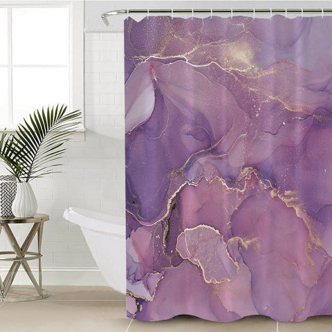 Image of Golden Splash Shade Of Plum Purple SWYL4313 Shower Curtain