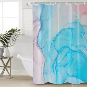 Golden Splash Gradient Light Blue & Pink SWYL4317 Shower Curtain