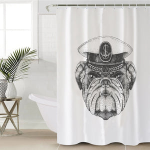 B&W Ship Captain Dog SWYL4323 Shower Curtain