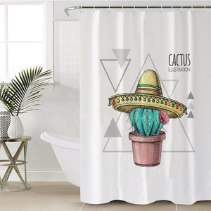 Tiny Cartion Cactus Triangle Illustration SWYL4325 Shower Curtain